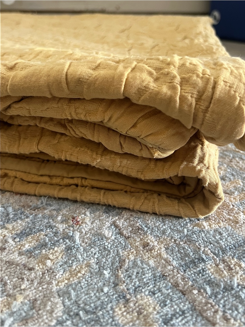 Rare 2013 Pottery Barn Gold Mustard Matelasse Valerie Thick Soft Cotton Duvet